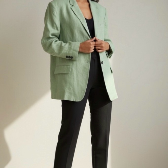 Theory Mint Green Women's 100% Linen Blazer Jacket Size P/S